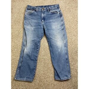 Wrangler Jeans Men's 33x30 Relaxed Fit Denim Blue Workwear Pants Pockets Skater